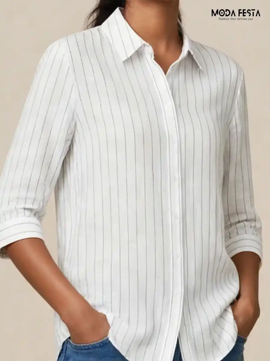 White Modern Striped Shirt