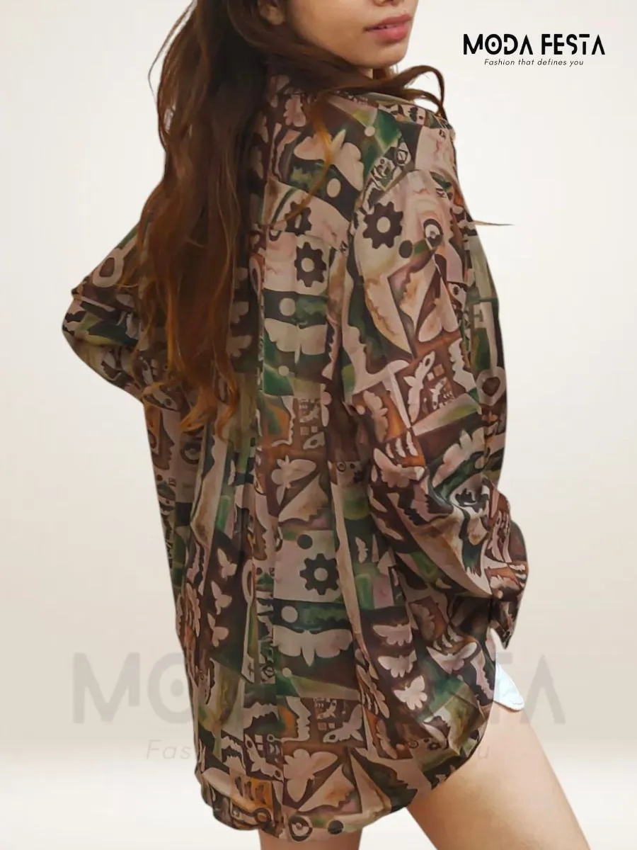 ModaFesta -chiffon-printed-shirt-brown