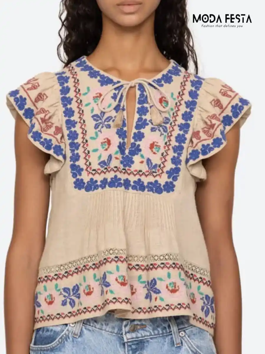 ModaFesta -multicolored-embroidery-top-beige
