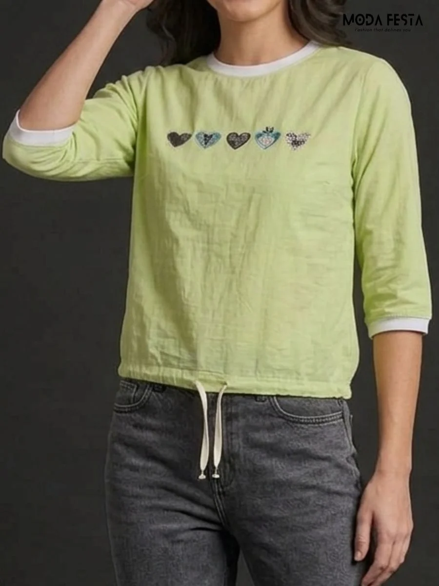Lime Heart Patch Top
