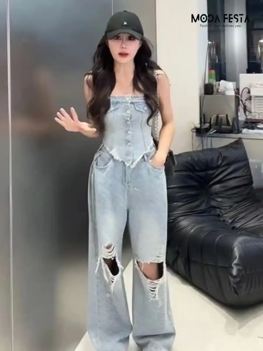 ModaFesta -tube-style-denim-co-ord-Set