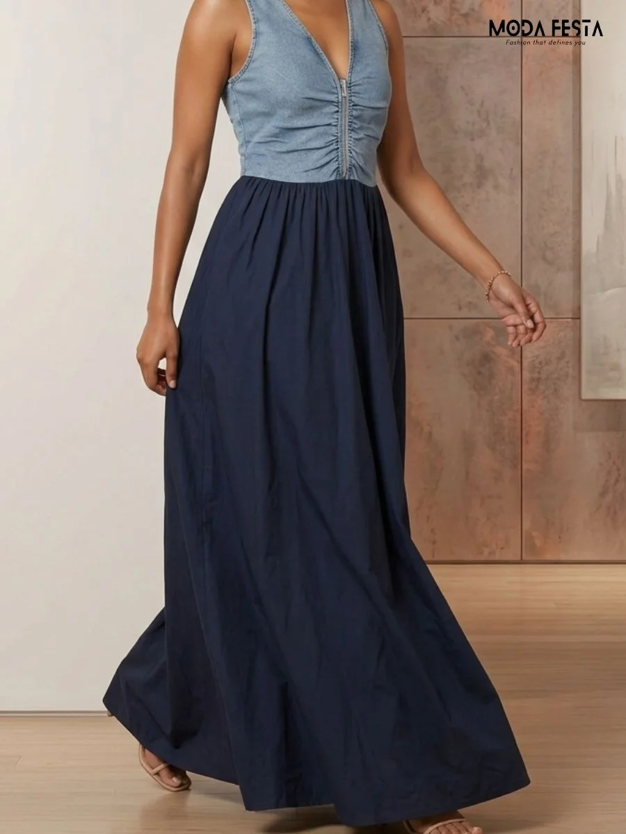 Urban Chic Zip-Front Maxi Dress