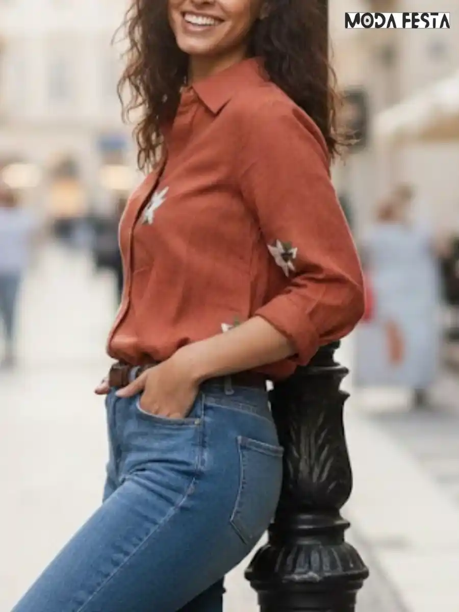 ModaFesta -elegant-wildflower-linen-shirt-rust