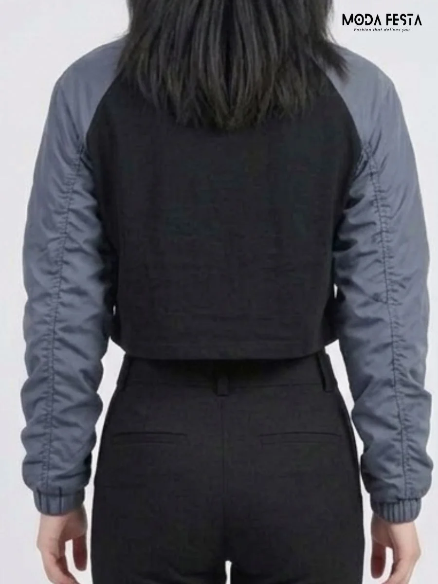 ModaFesta -ruched-sleeve-crop-top