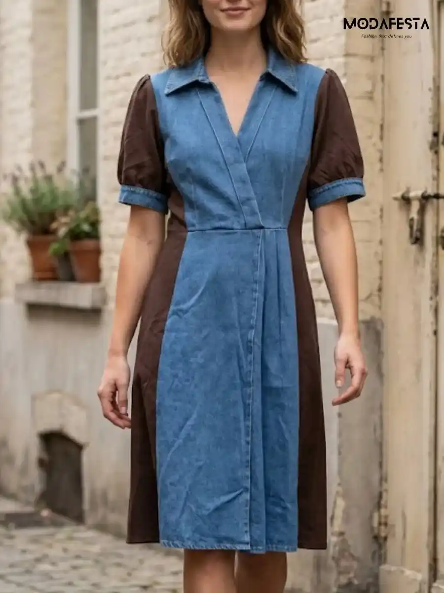 Elegant Skuba Denim Dress