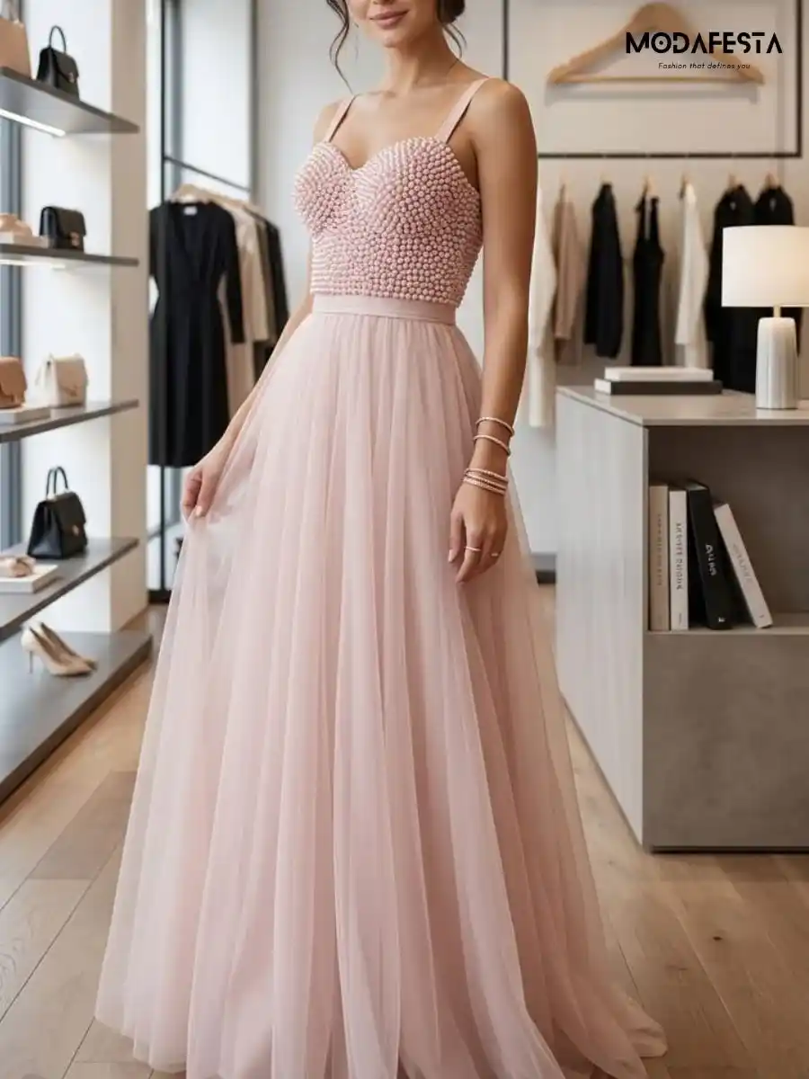 ModaFesta -elegant-embellished-a-line-corset-dress-peach