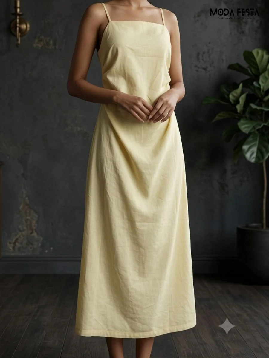 Sleeveless midi dress  Spaghetti midi dress Square neckline