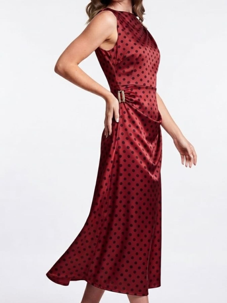 ModaFesta -polka-dot-party-wear-bodycon-dress-maroon