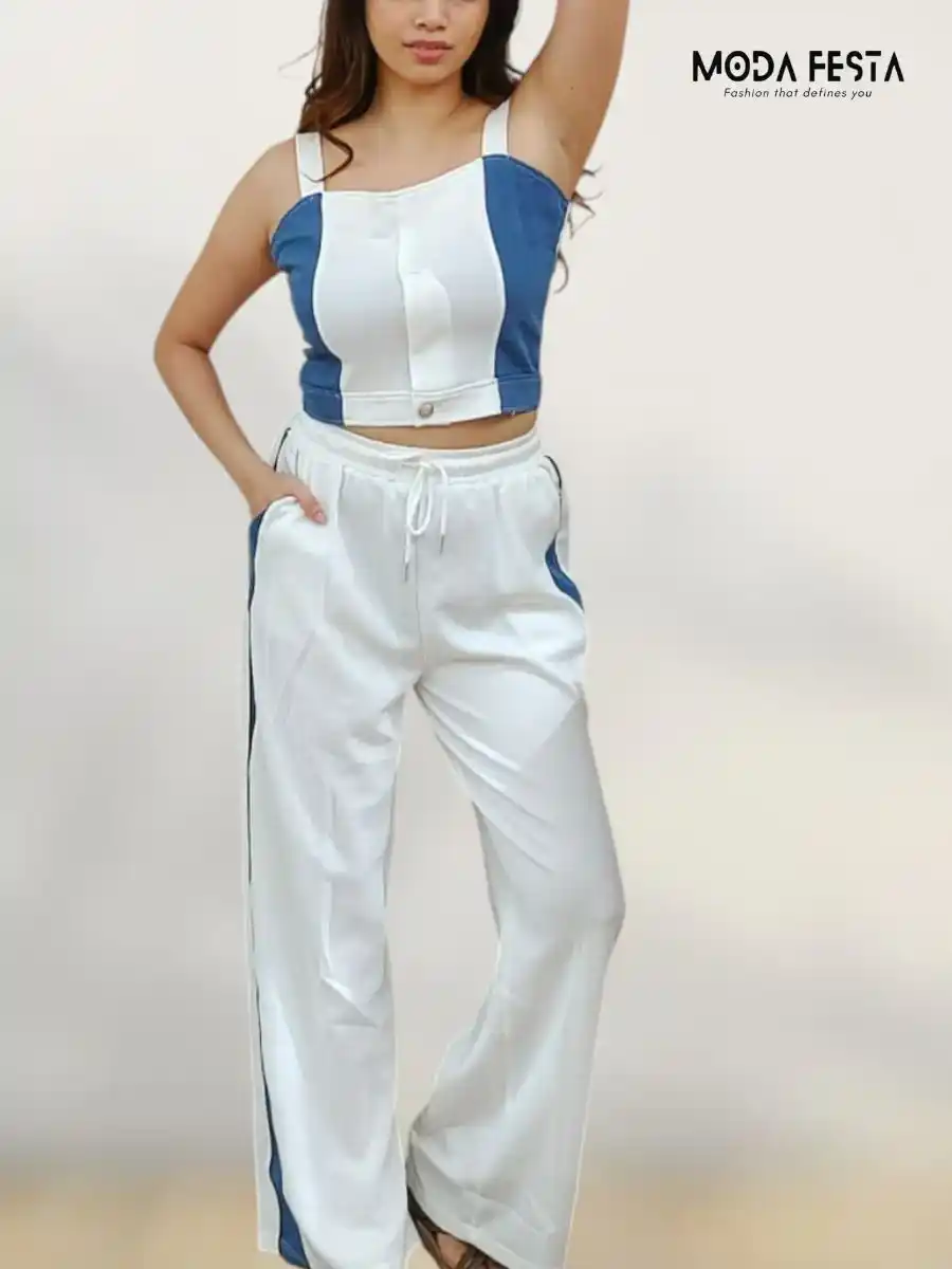 ModaFesta -elegant-top-with-pant-coord-set-white