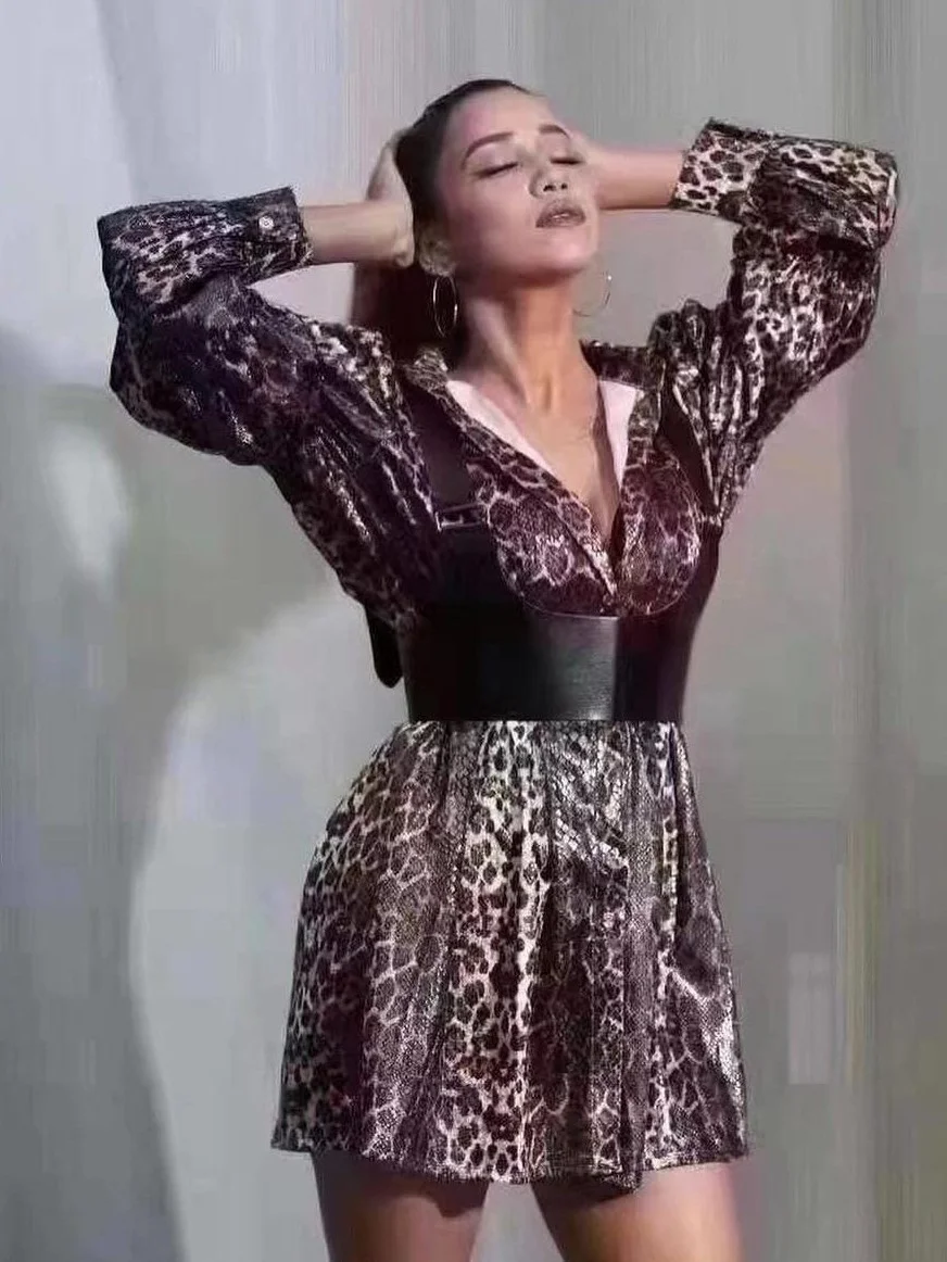 ModaFesta -snake-printed-dress-with-belt