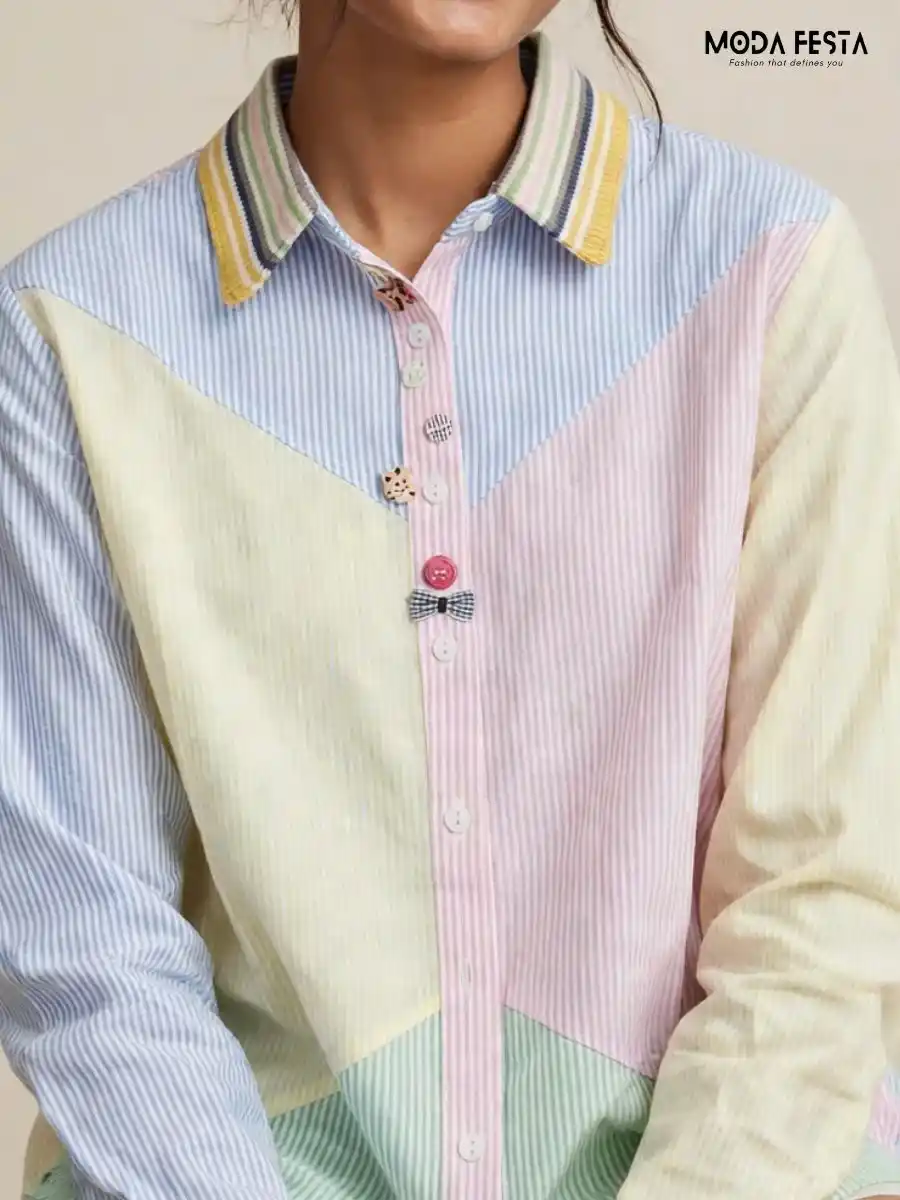 ModaFesta -pastel-colorblock-striped-long-sleeve-shirt