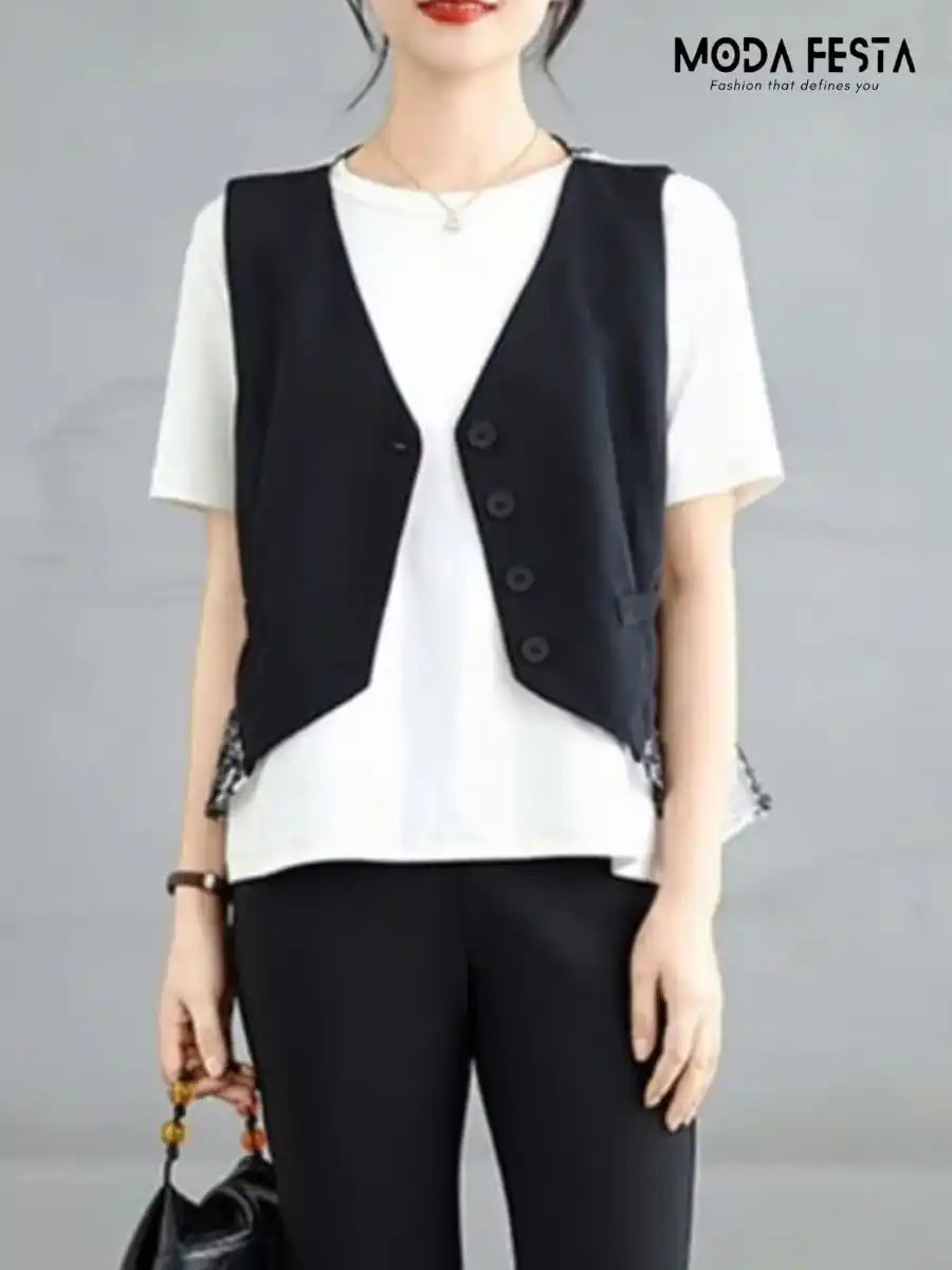 ModaFesta -elegant-lace-waistcoat-top-black