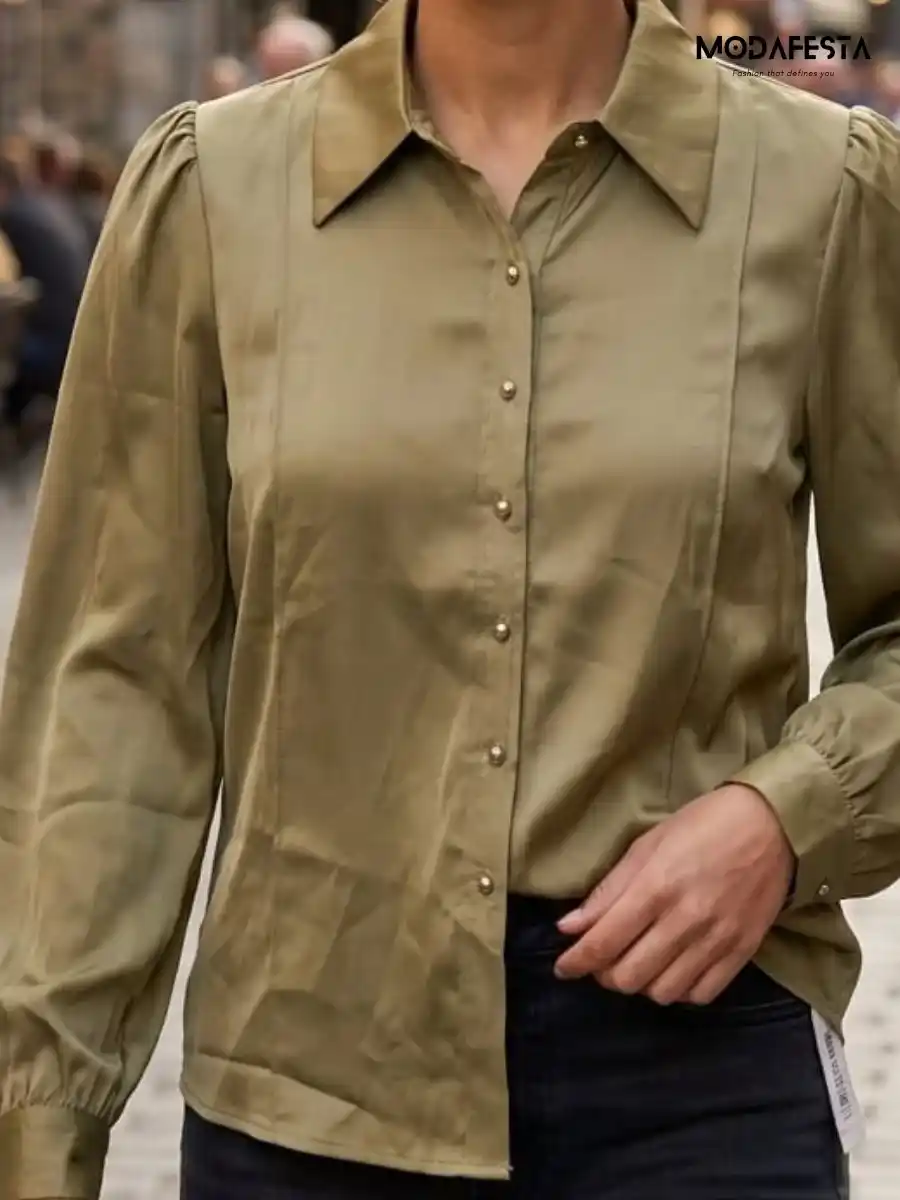 ModaFesta -elegant-satin-Shirt-beige
