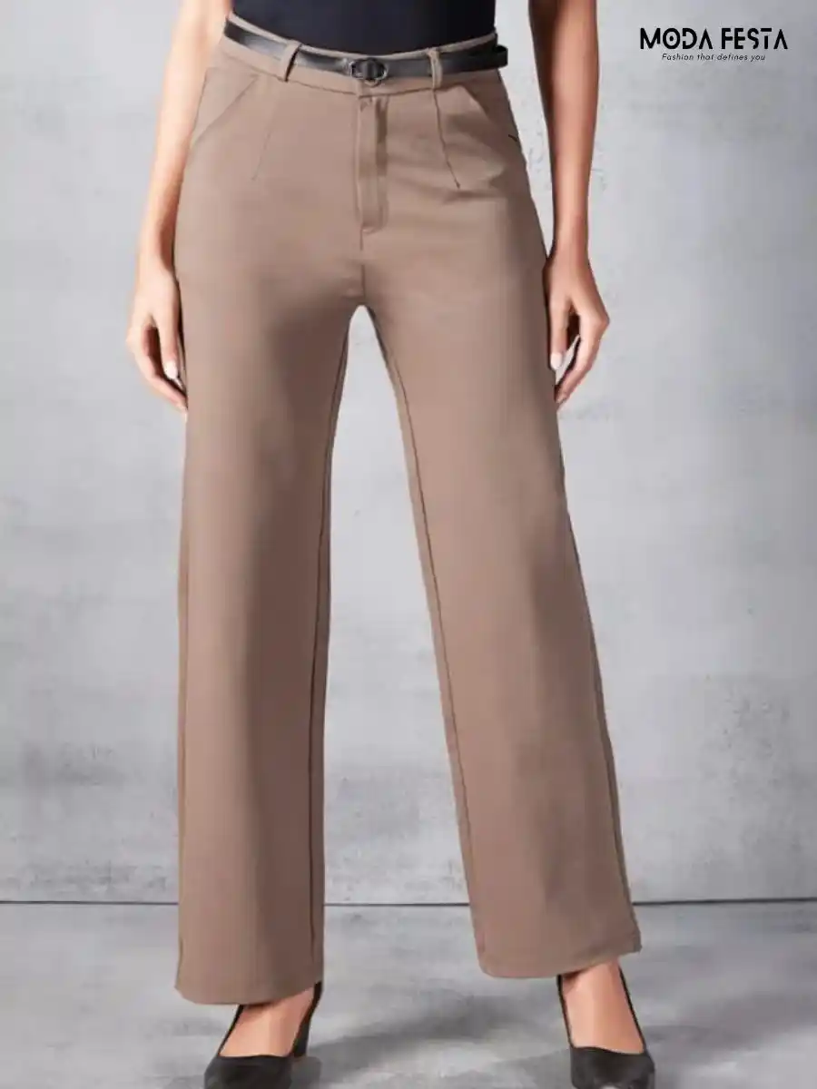 Tailored High-Waist Straight Leg Trousers