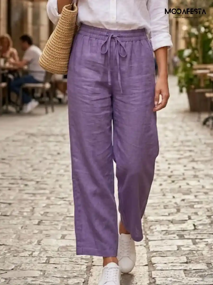 ModaFesta -elegant-linen-palazzo-pant-purple