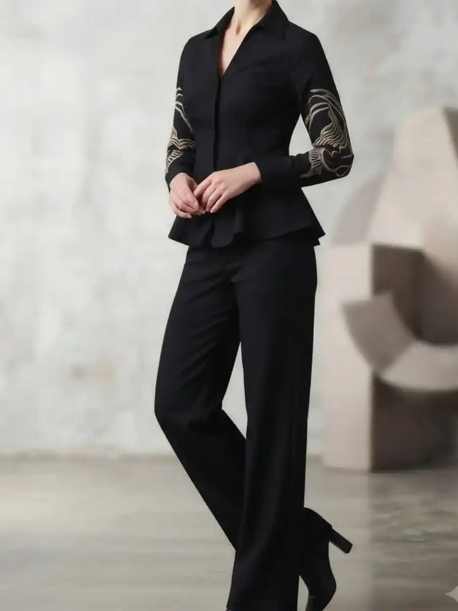 ModaFesta -elegant-black-embroidered-peplum-coord-set