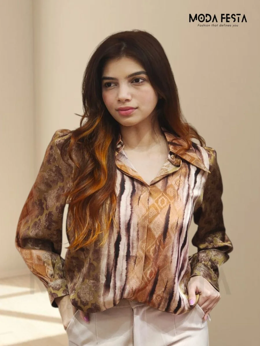 Leopard Print Satin Shirt