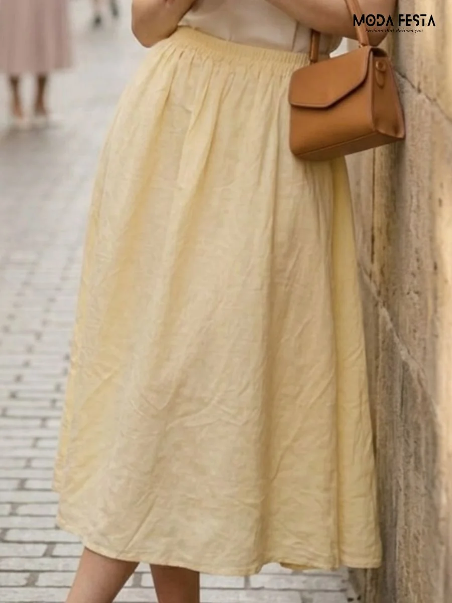 ModaFesta -yellow-linen-maxi-skirt