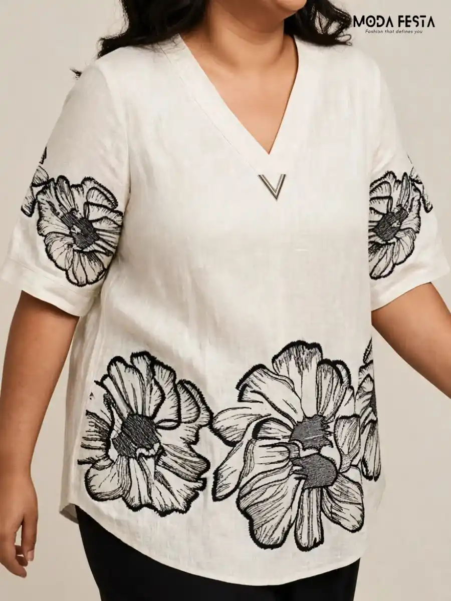 ModaFesta -white-oversized-floral-print-top