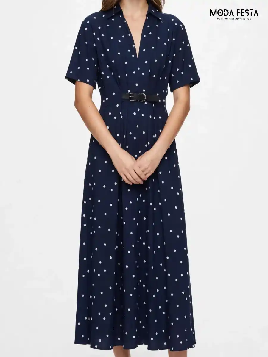 ModaFesta -polka-dot-belted-midi-dress