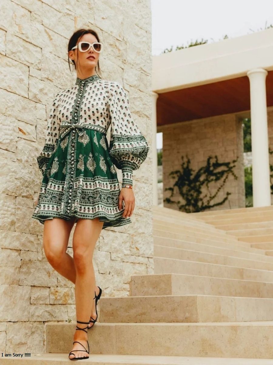 ModaFesta -emer­ald-but­toned-dress-floral-green