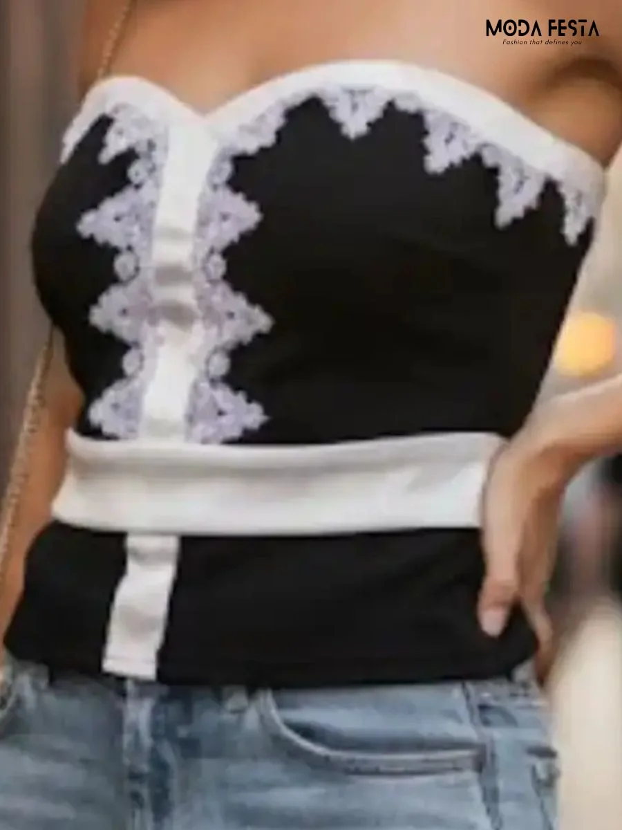Elegant Tube Top Party Wear With Lace Style