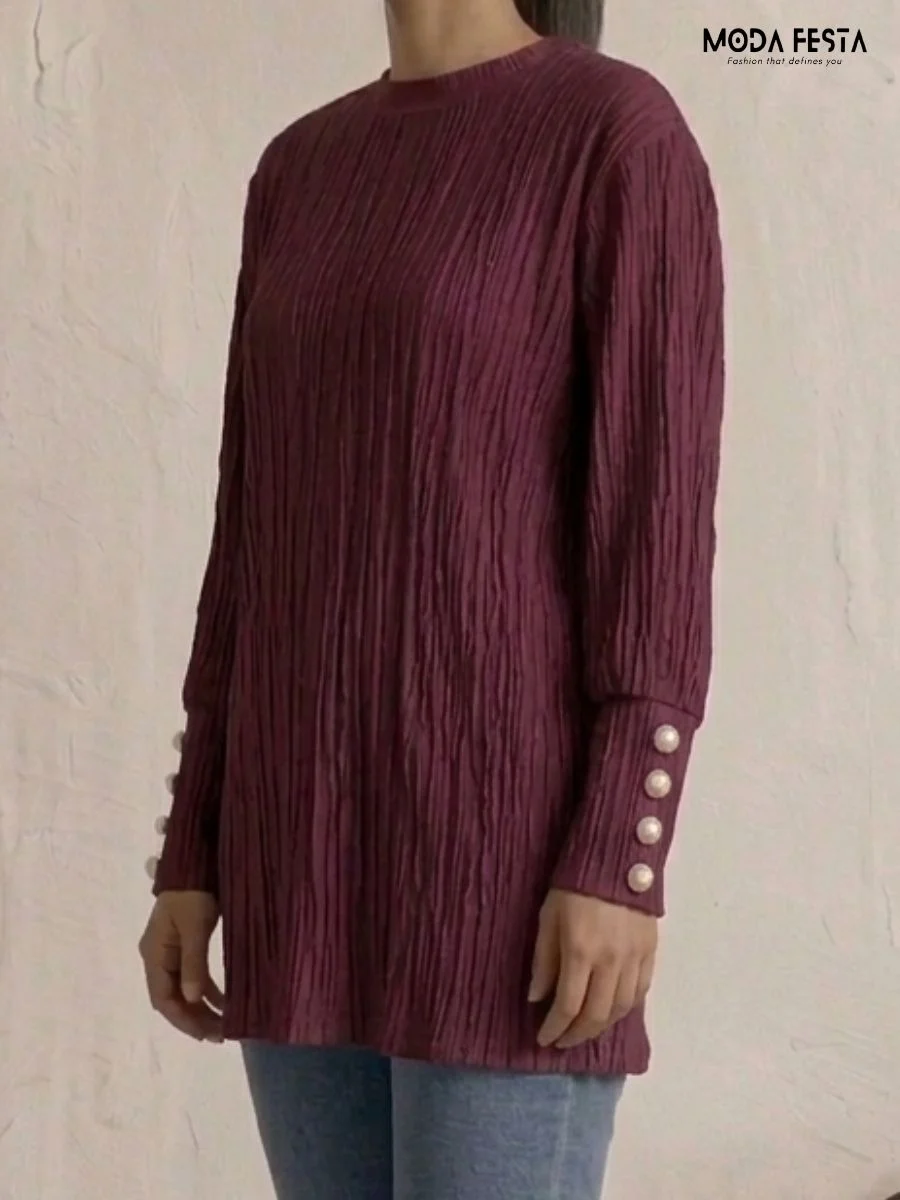 Maroon Pleated Tunic