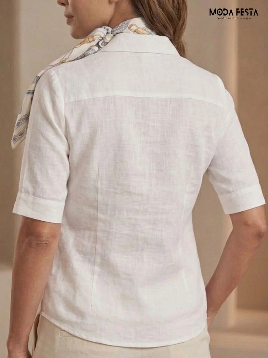 ModaFesta -button-down-shirt-with-attached-neck-scraf