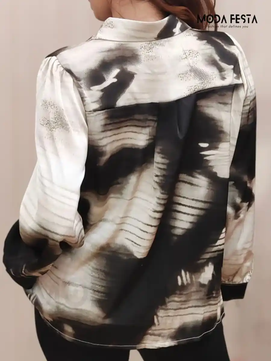 ModaFesta -tie-die-print-satin-shirt-grey