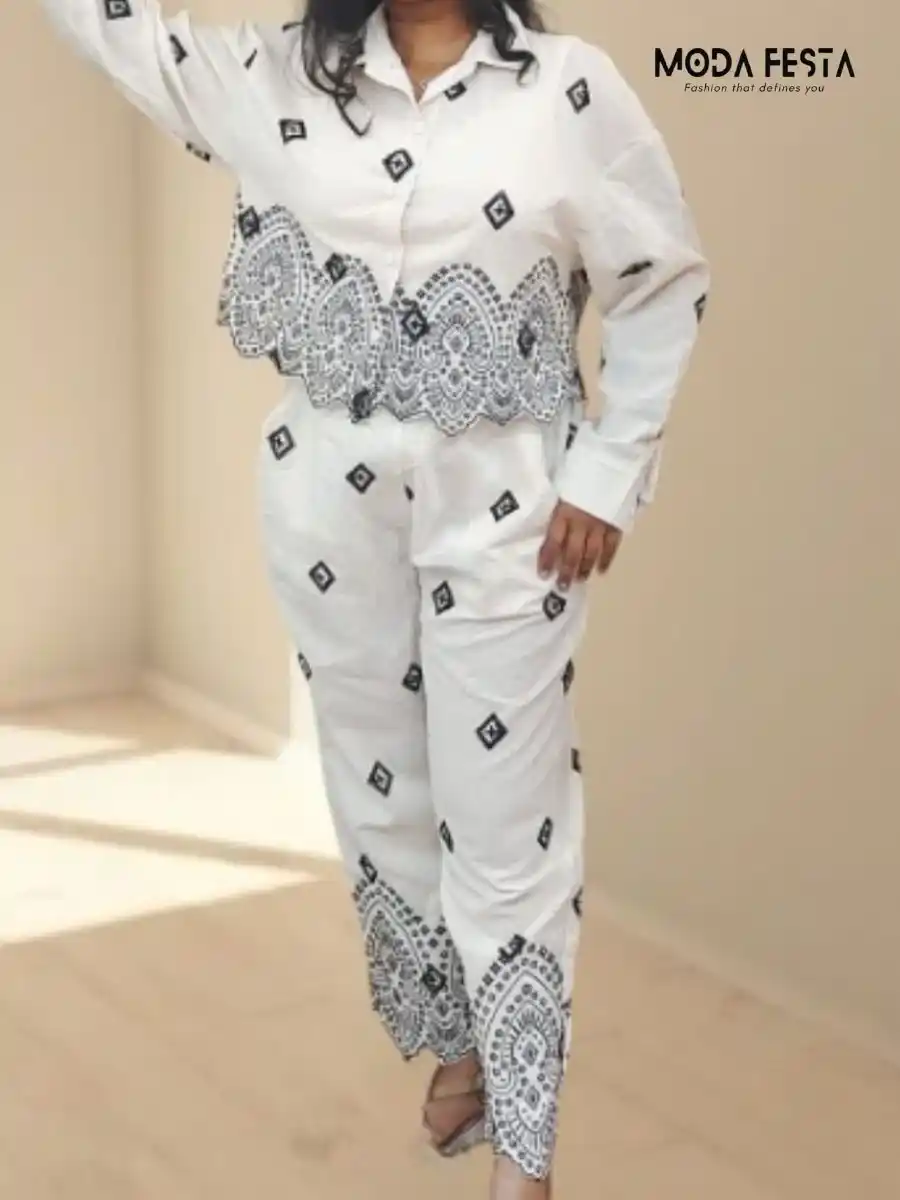 ModaFesta -stylish-geometric-print-coord-set-beige