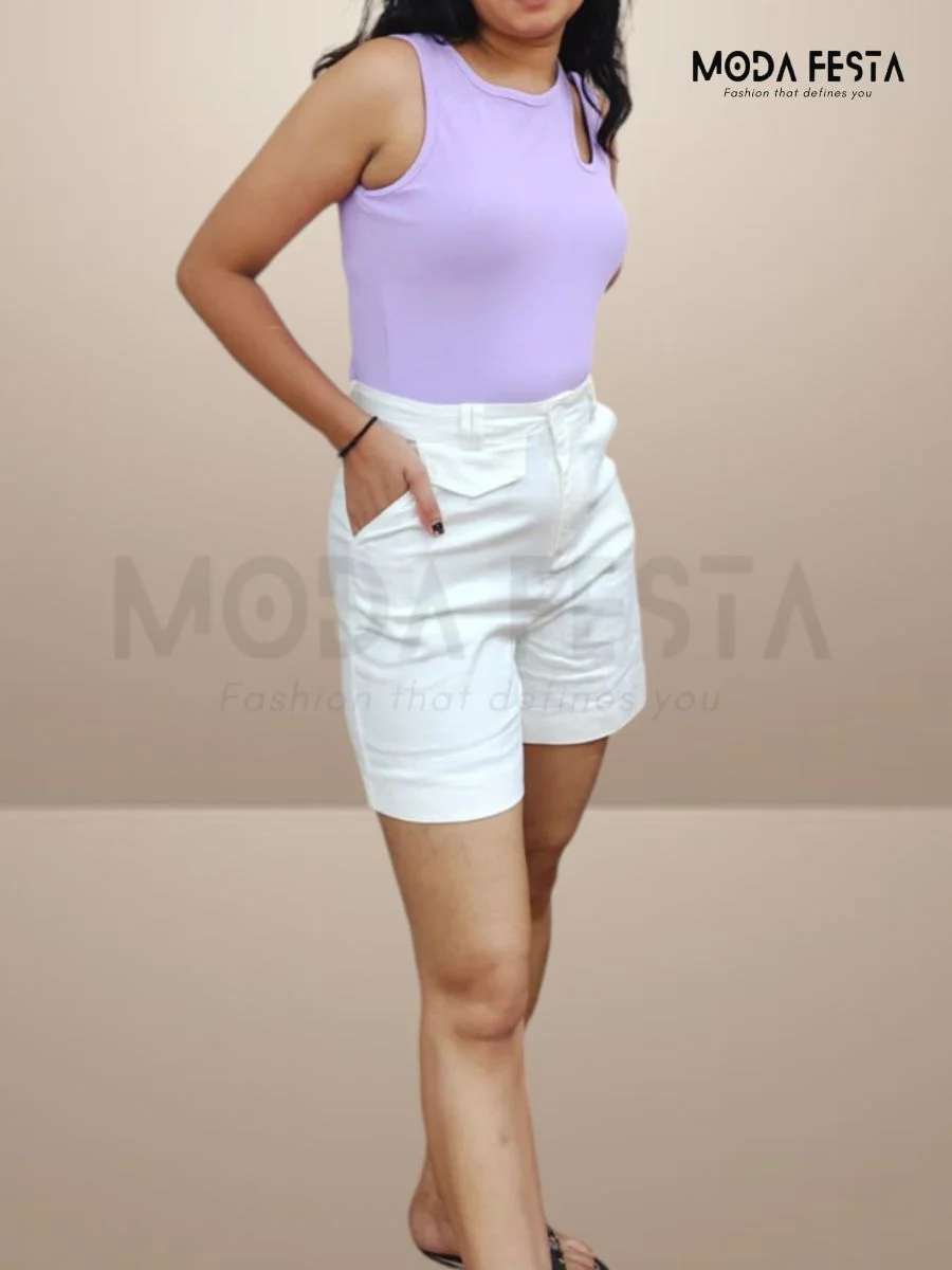 ModaFesta -stylish-cotton-shorts-white