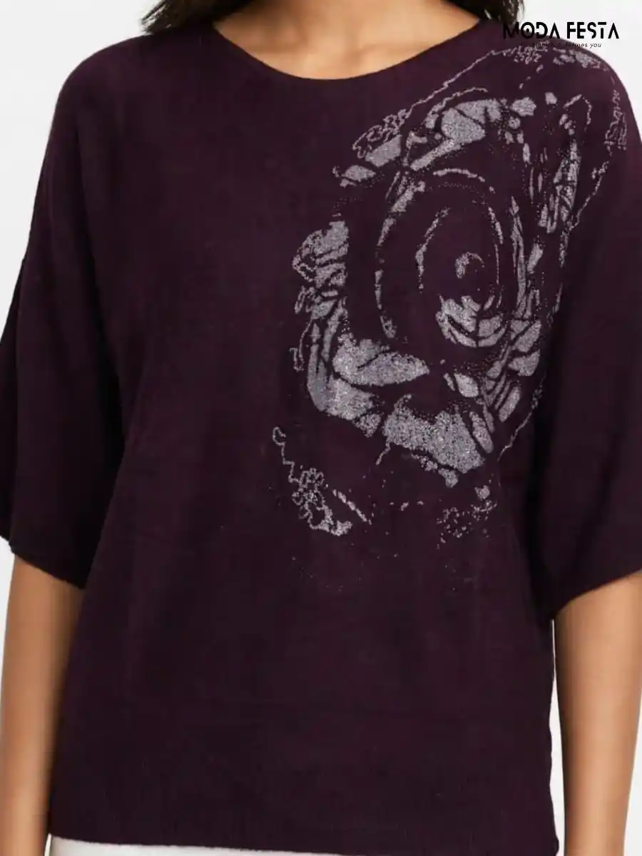 ModaFesta -plum-purple-printed-knit-top