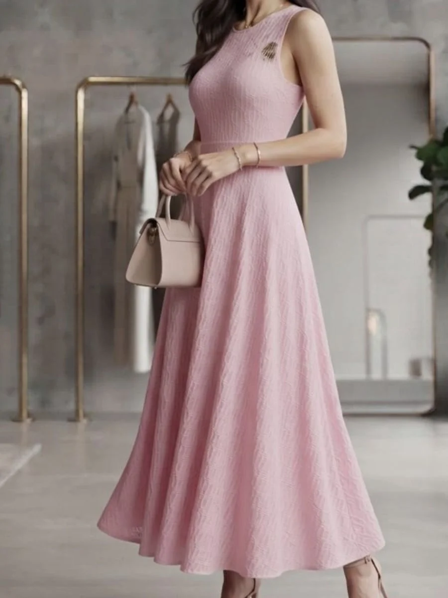 ModaFesta -full-length-high-neck-party-gown-fancy-net-baby-pink