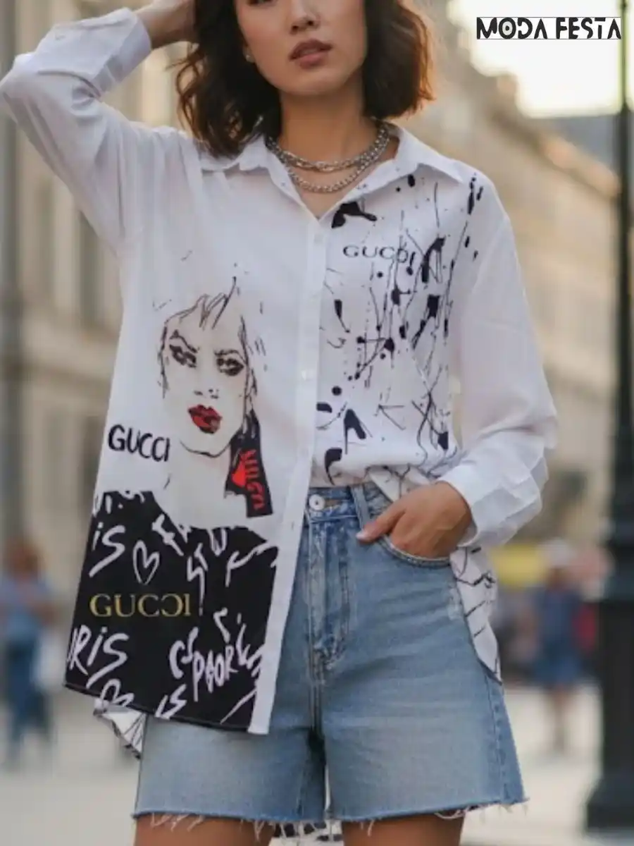 Elegant Girl Print Stylish Shirt