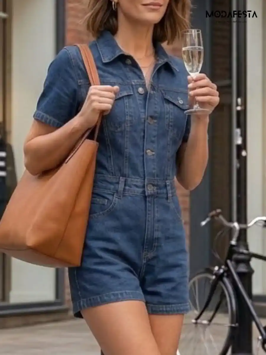 ModaFesta -elegant-short-denim-jumpsuit-navy-blue