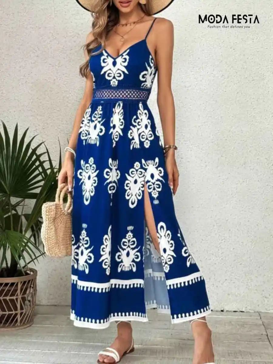 ModaFesta -elegant-retro-print-dress-blue