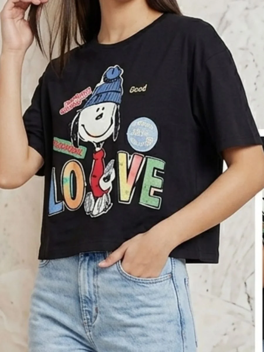 ModaFesta -snoopy-graphic-black-tee