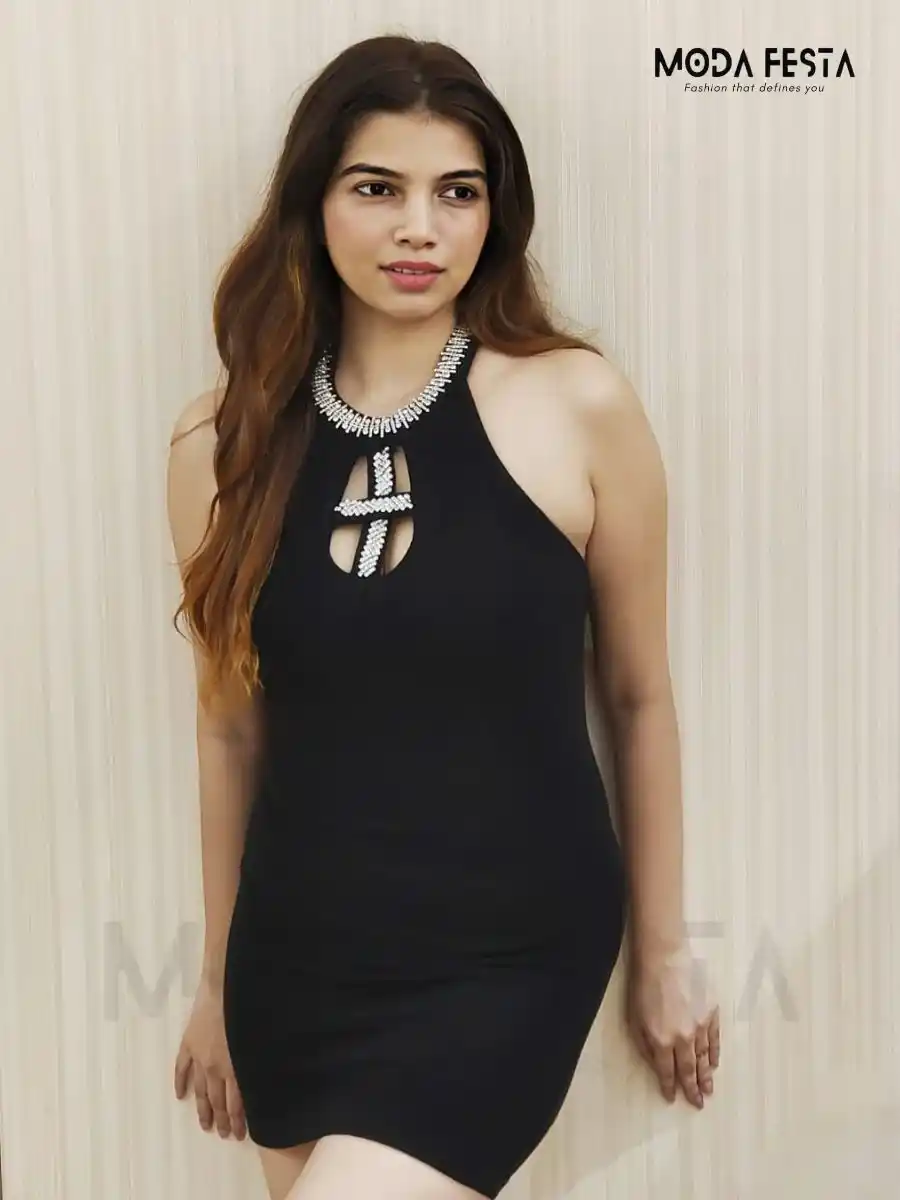 ModaFesta -halter-neck-black-bodycon-dress-for-women