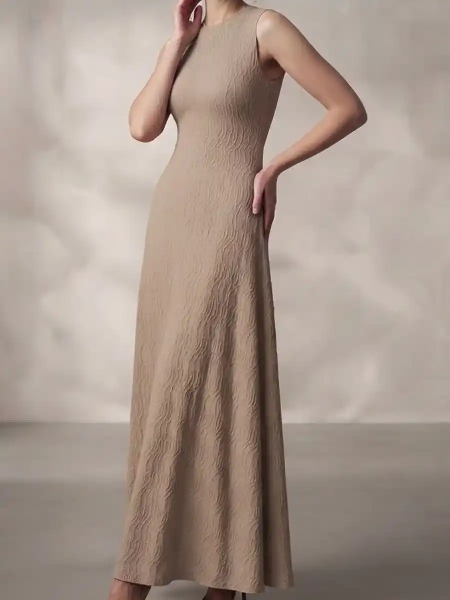 ModaFesta -beige-net-sleeveless-party-wear-gown-women
