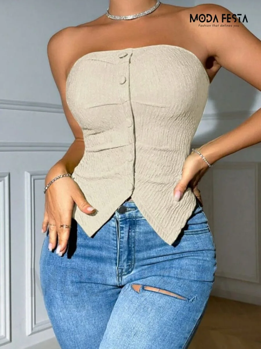 ModaFesta -textured-tube-top-beige