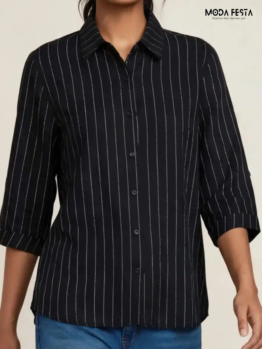 ModaFesta -pinstripe-button-down-shirt