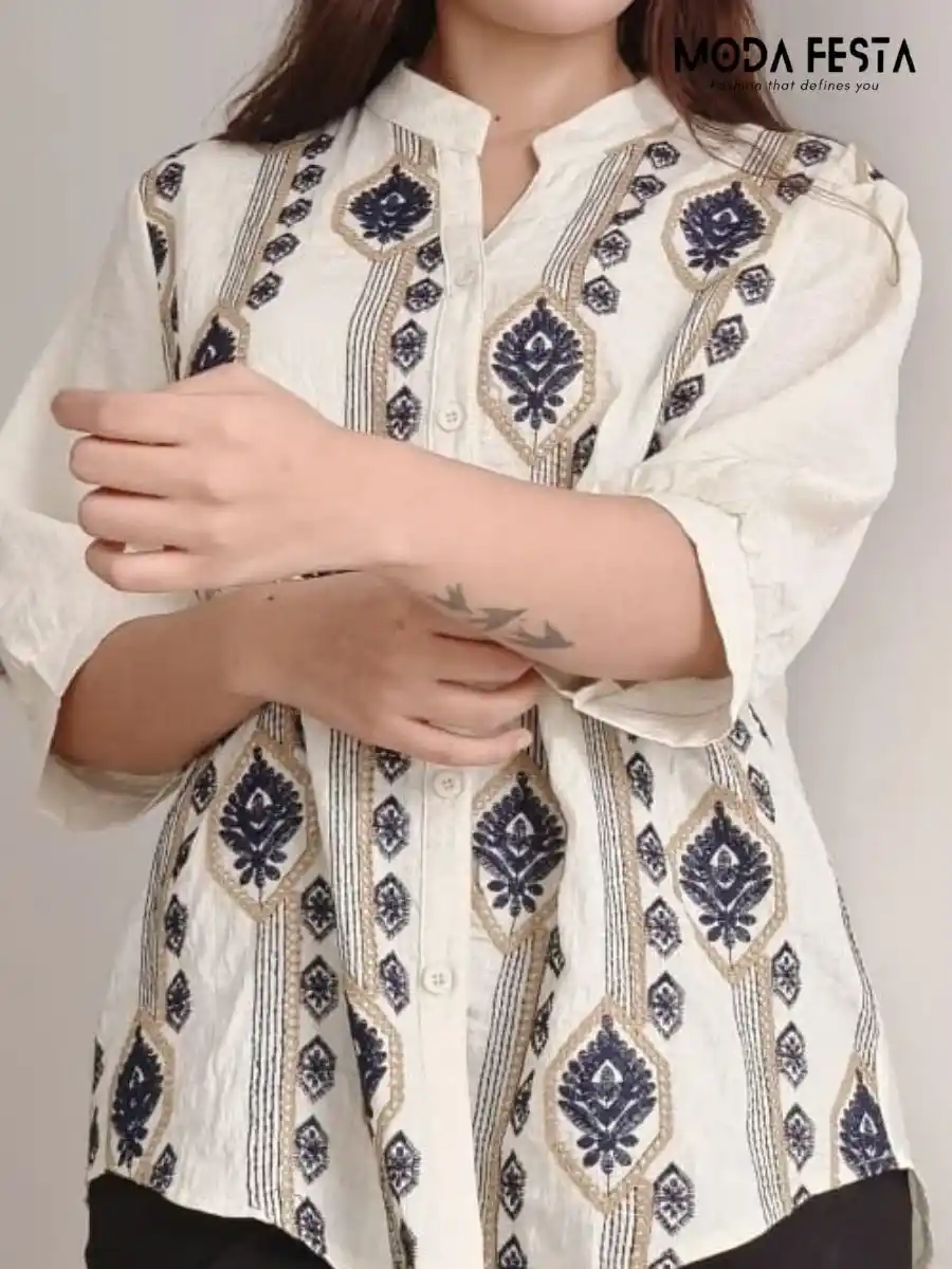 ModaFesta -elegant-embroidered-floral-top-beige