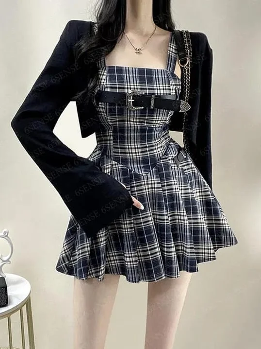 ModaFesta -belted-a-line-mini-dress-black