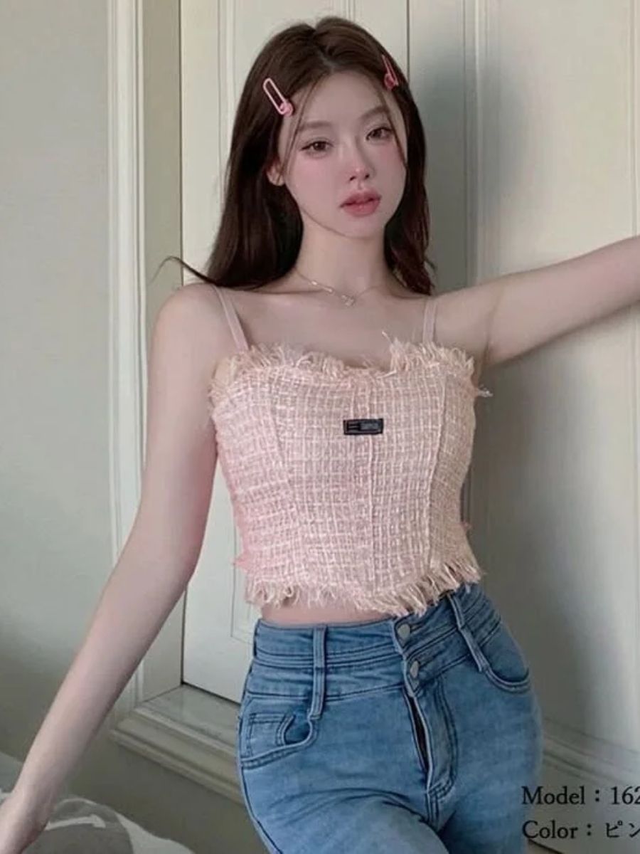 ModaFesta -fringed-crop-co-ord-top-pink