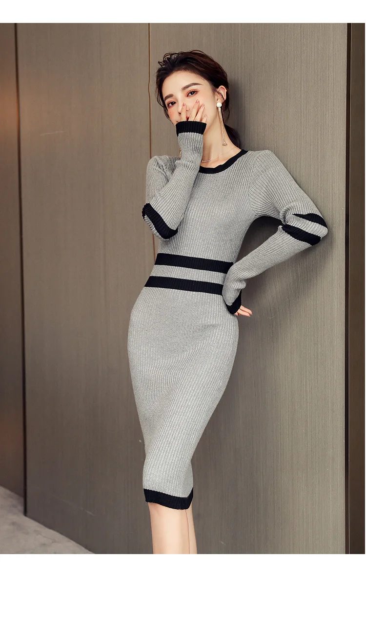 ModaFesta -knit-bodycon-dress-grey