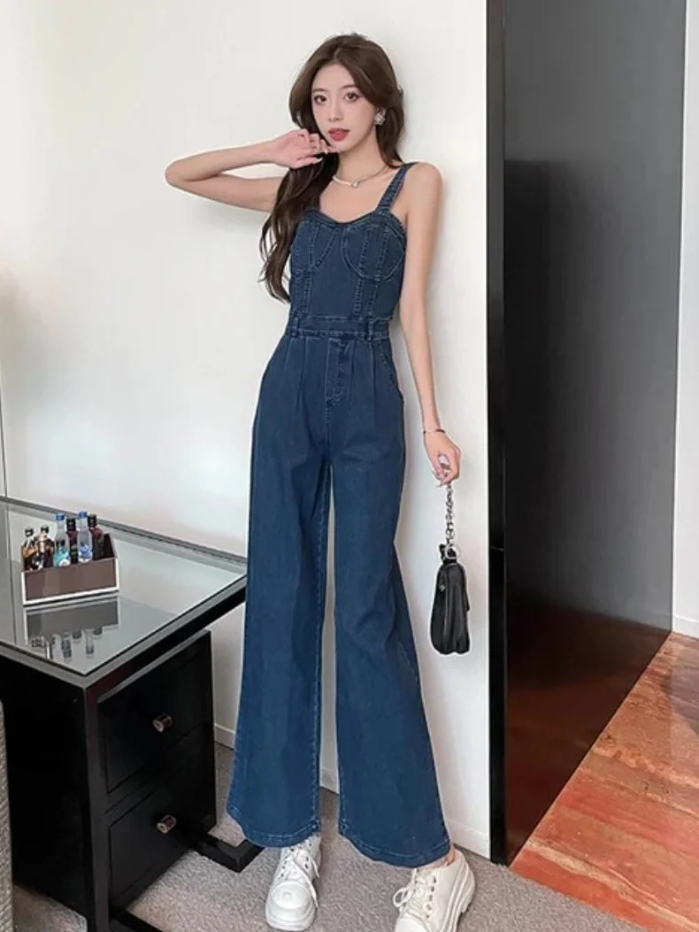 ModaFesta -slim-waist-solid-solid-jumpsuit-blue-denim