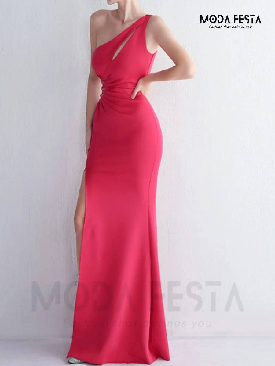 ModaFesta -elegant-one-shoulder-dress-pink