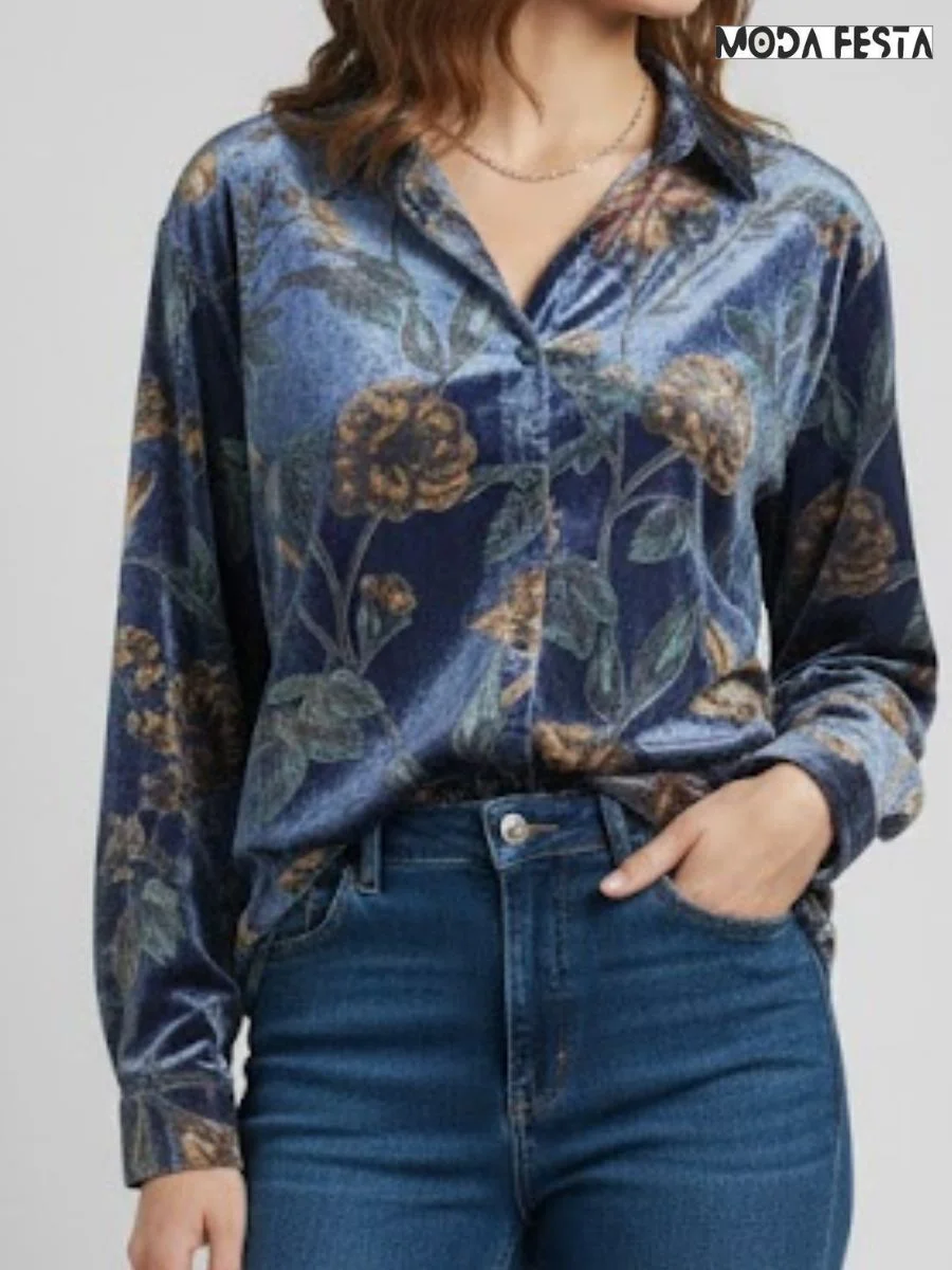 Floral Velvet Printed Shirt