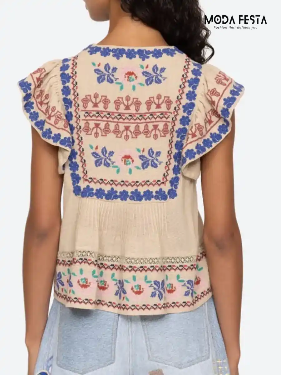 ModaFesta -multicolored-embroidery-top-beige