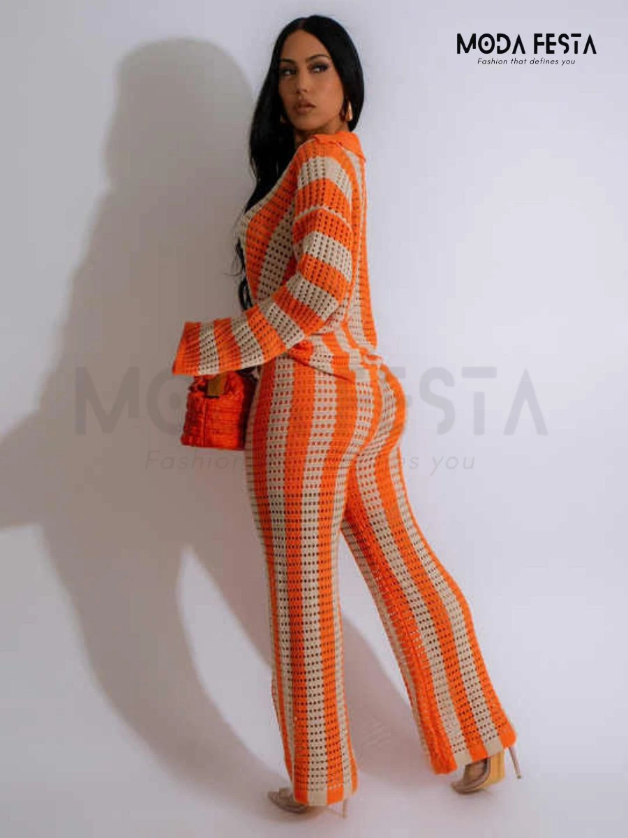 ModaFesta -orange-white-knitted-coord-set-orange